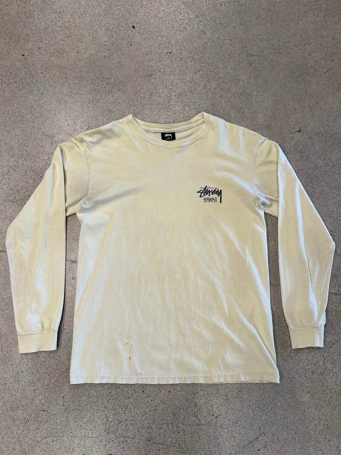 Stussy Chapter L/S Hawaii Cream  Size Medium, PREOWNED