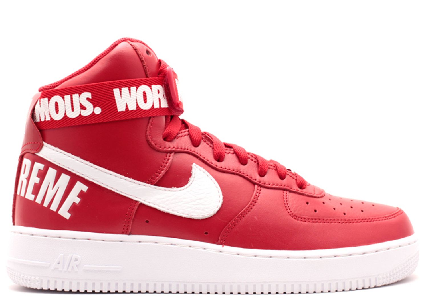 Nike Air Force 1 High Supreme World Famous Red Size 11, DS BRAND NEW DAMAGED LID