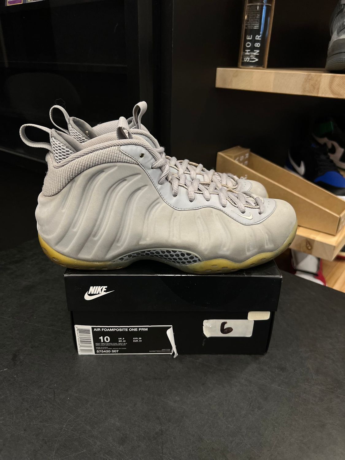 Nike Air Foamposite One Wolf Grey Suede Size 10, PREOWNED*