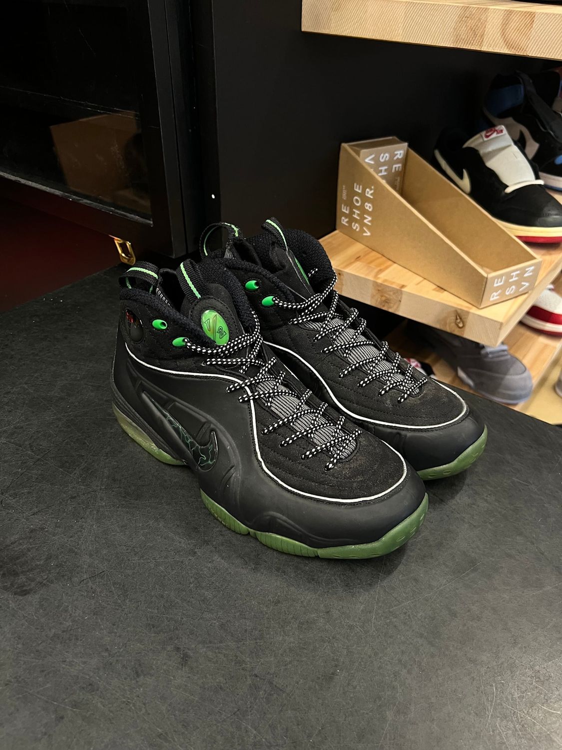 Nike Air 1/2 Cent Black Green Spark Size 9, PREOWNED*