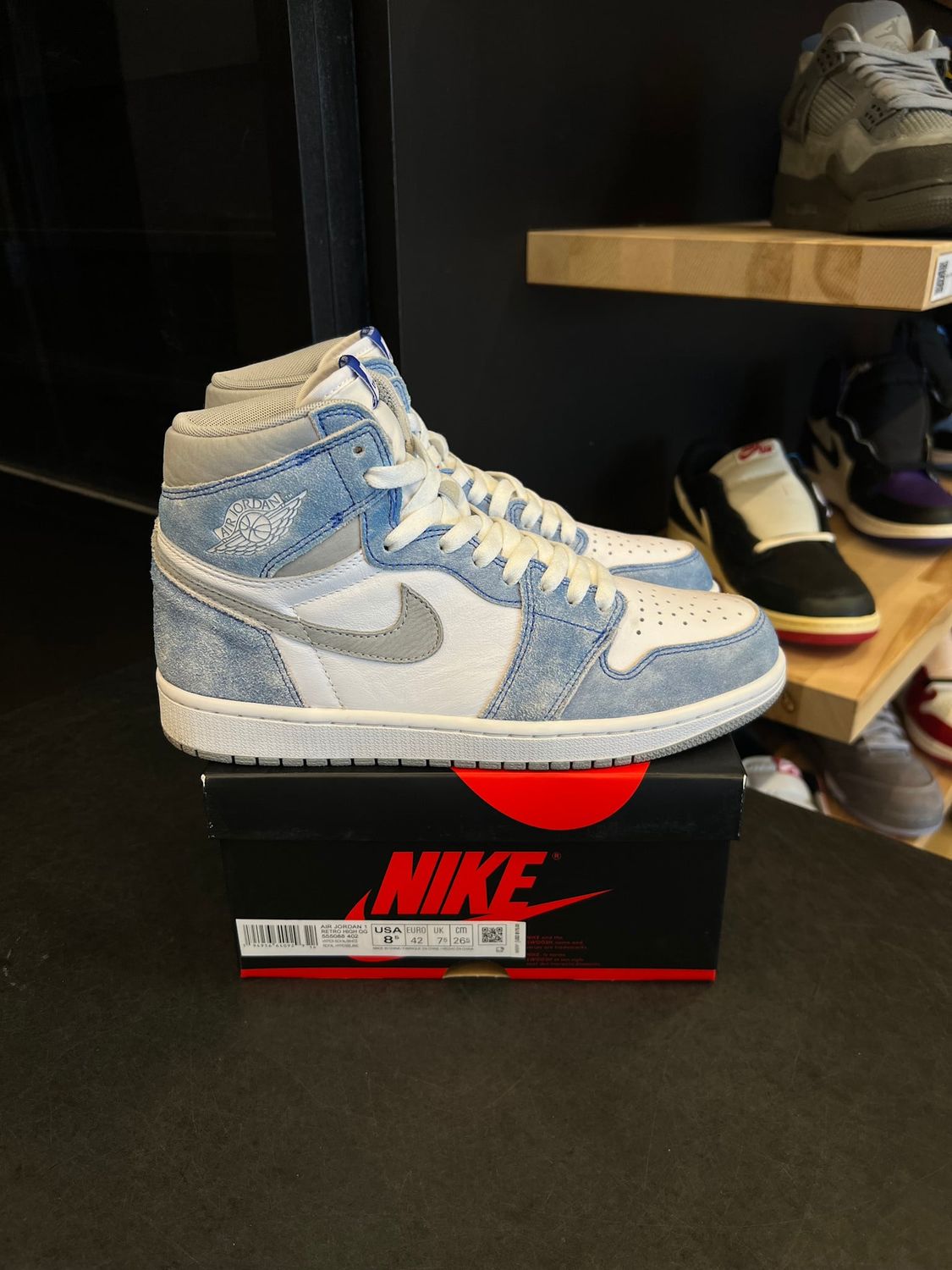 Jordan 1 Retro High Hyper Royal Smoke Grey Size 8.5, PREOWNED*