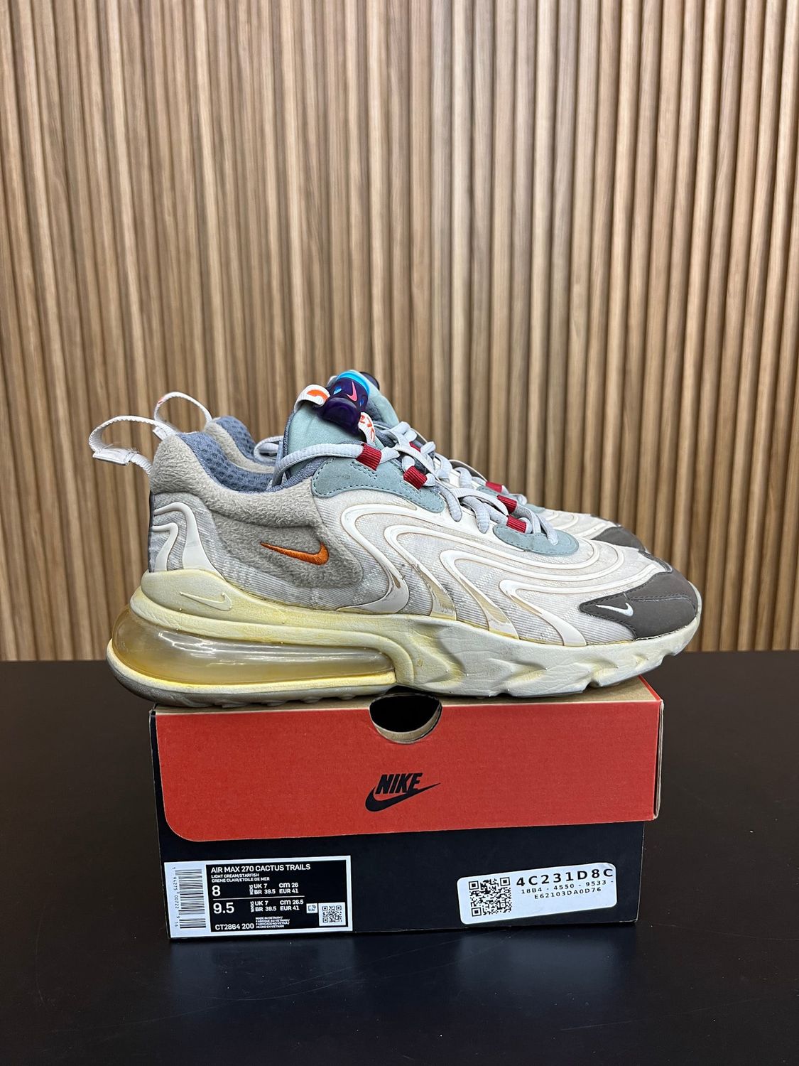 Nike Air Max 270 React ENG Travis Scott Cactus Trails Size 8, PREOWNED*