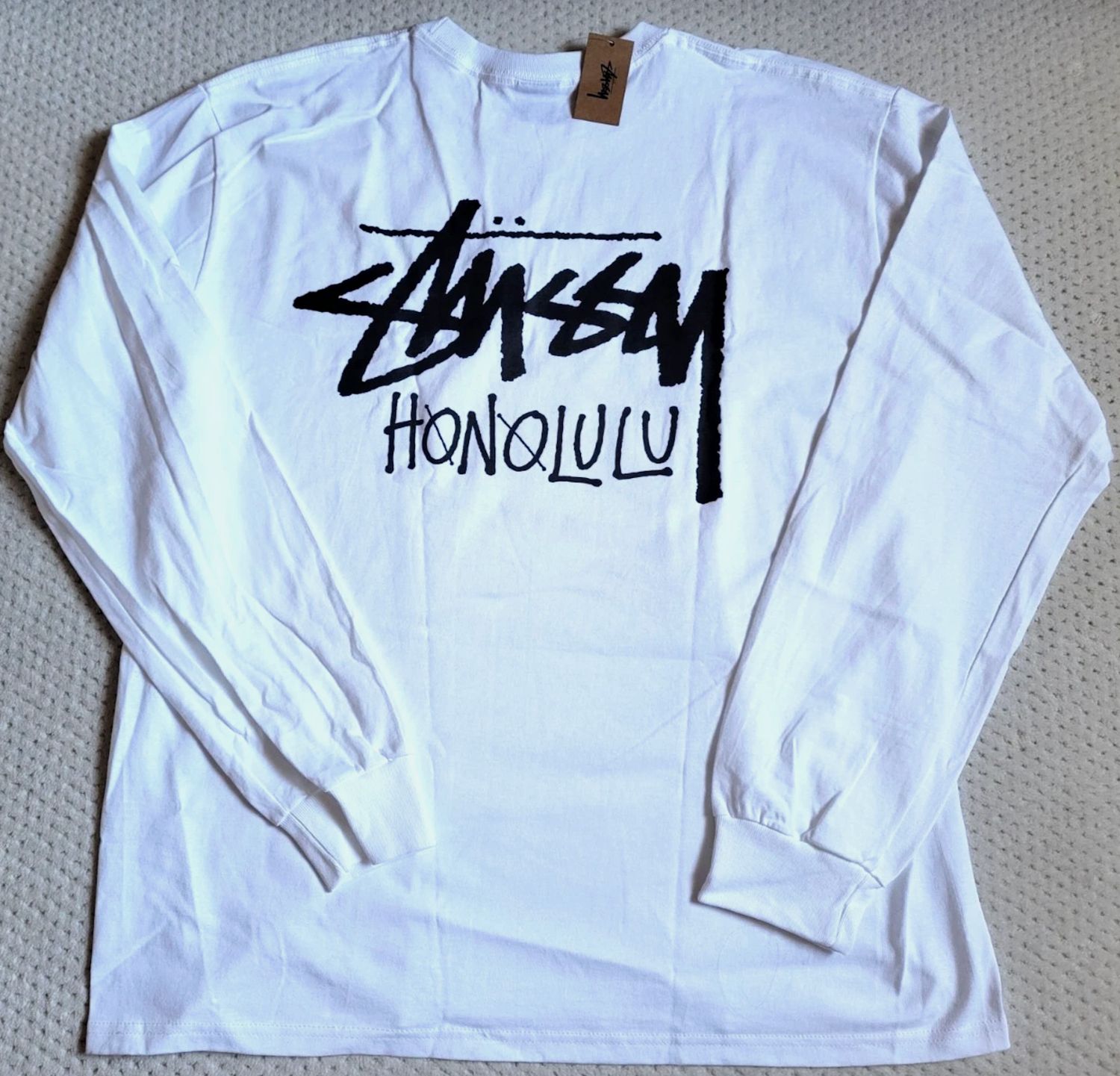 Stussy Chapter L/S Tee Honolulu White Size Medium, DS BRAND NEW