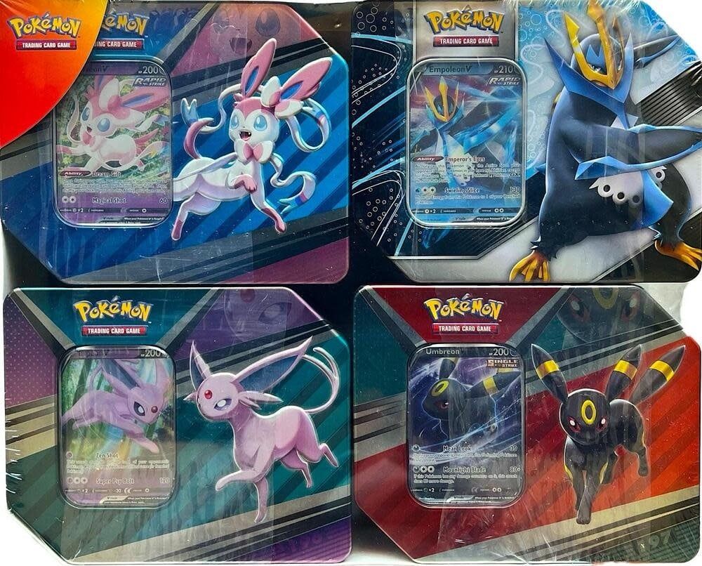Pokemon 4 Pack V Tins Espeon, Umbreon, Sylveon, Empoleon
