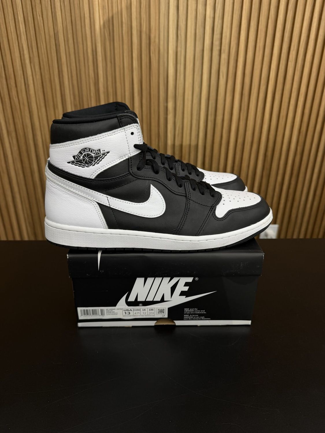 Jordan 1 Retro High OG Black White Size 13, PREOWNED