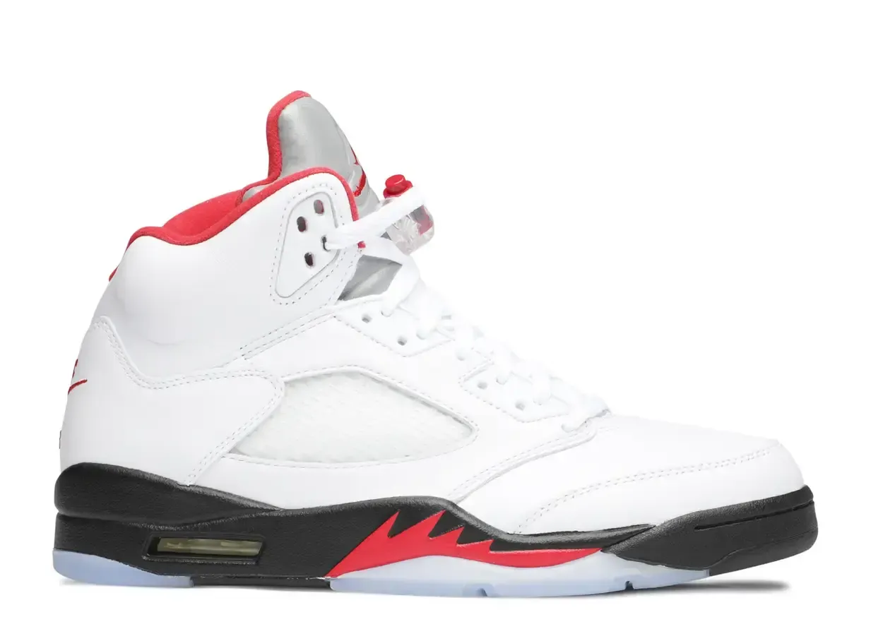 Jordan 5 Retro Fire Red Silver Tongue (2020) Size 9.5, DS BRAND NEW+