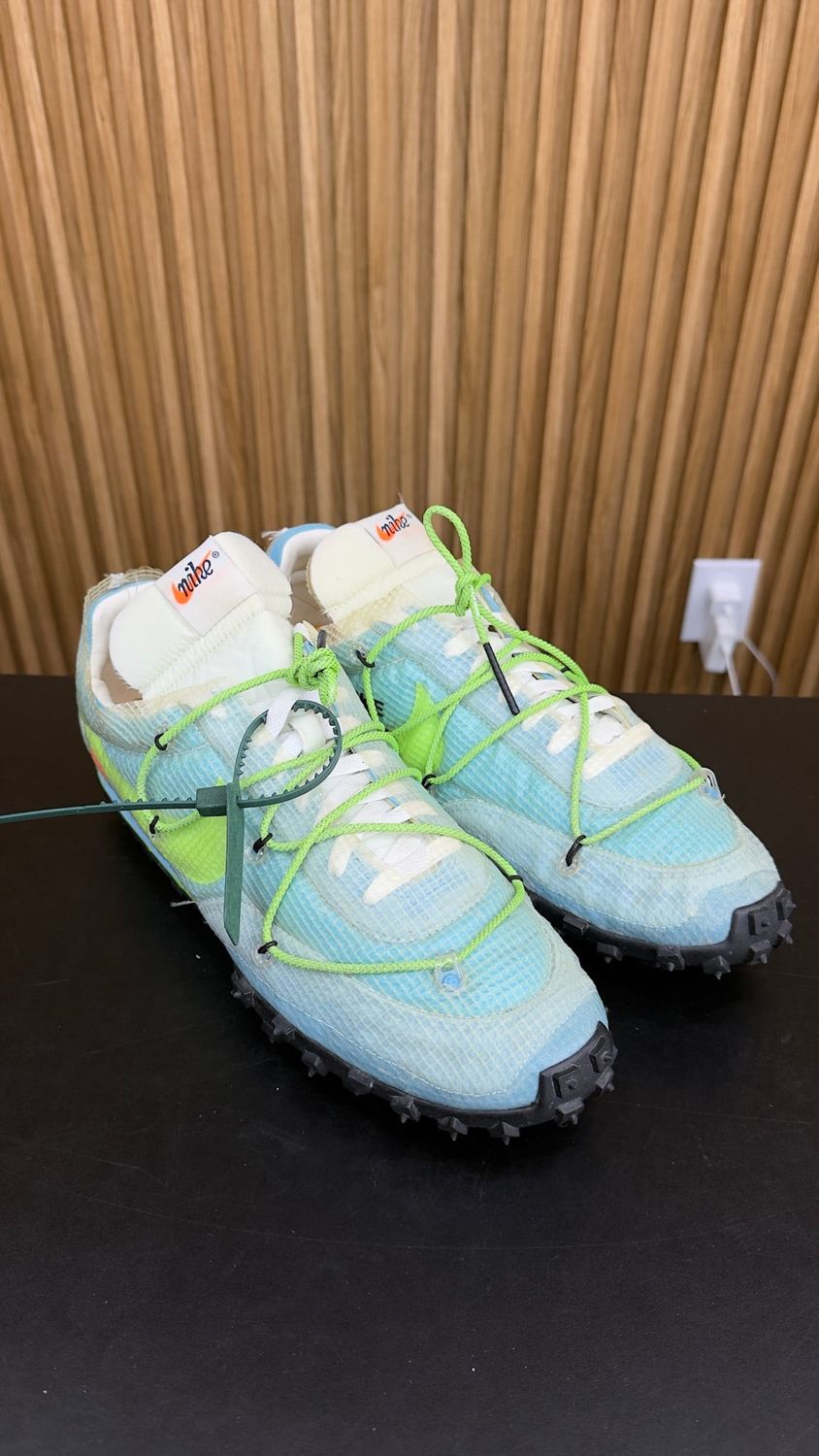 Nike Waffle Racer Off-White Vivid Sky (Women's) Size 13.5W, PREOWNED NO BOX*