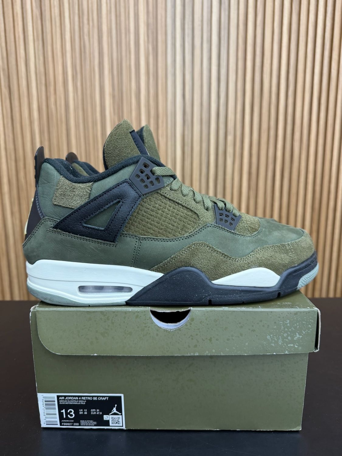 Jordan 4 Retro SE Craft Medium Olive Size 13, PREOWNED*