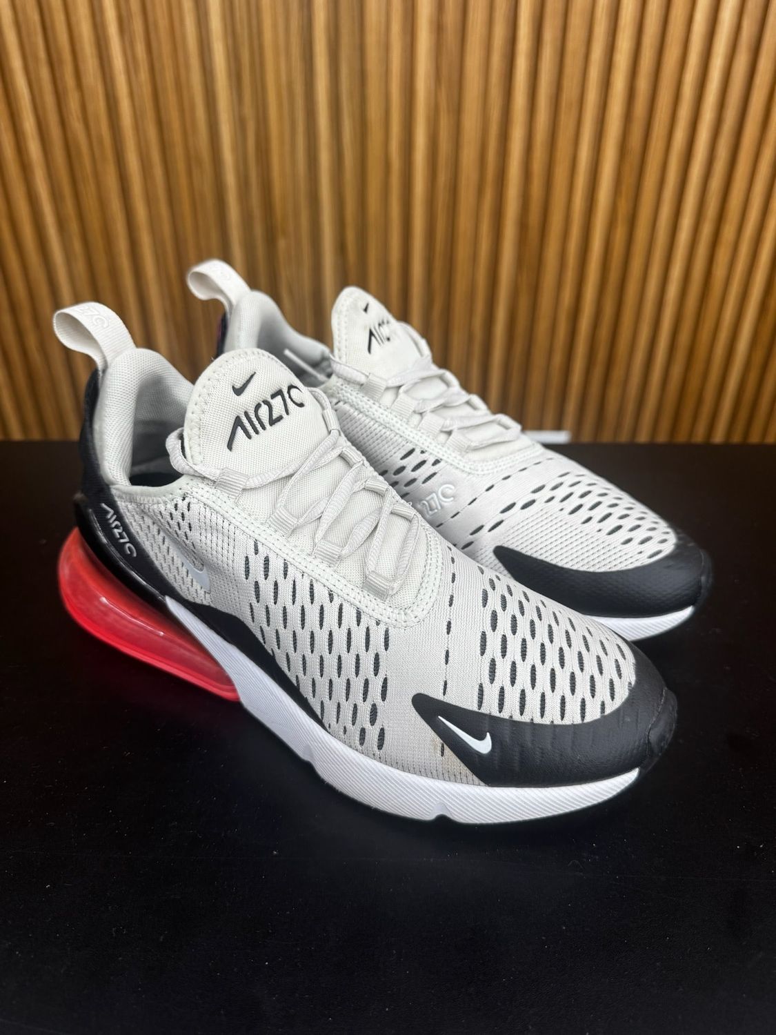 Nike Air Max 270 Light Bone Hot Punch (GS) Size 6Y, PREOWNED NO BOX*