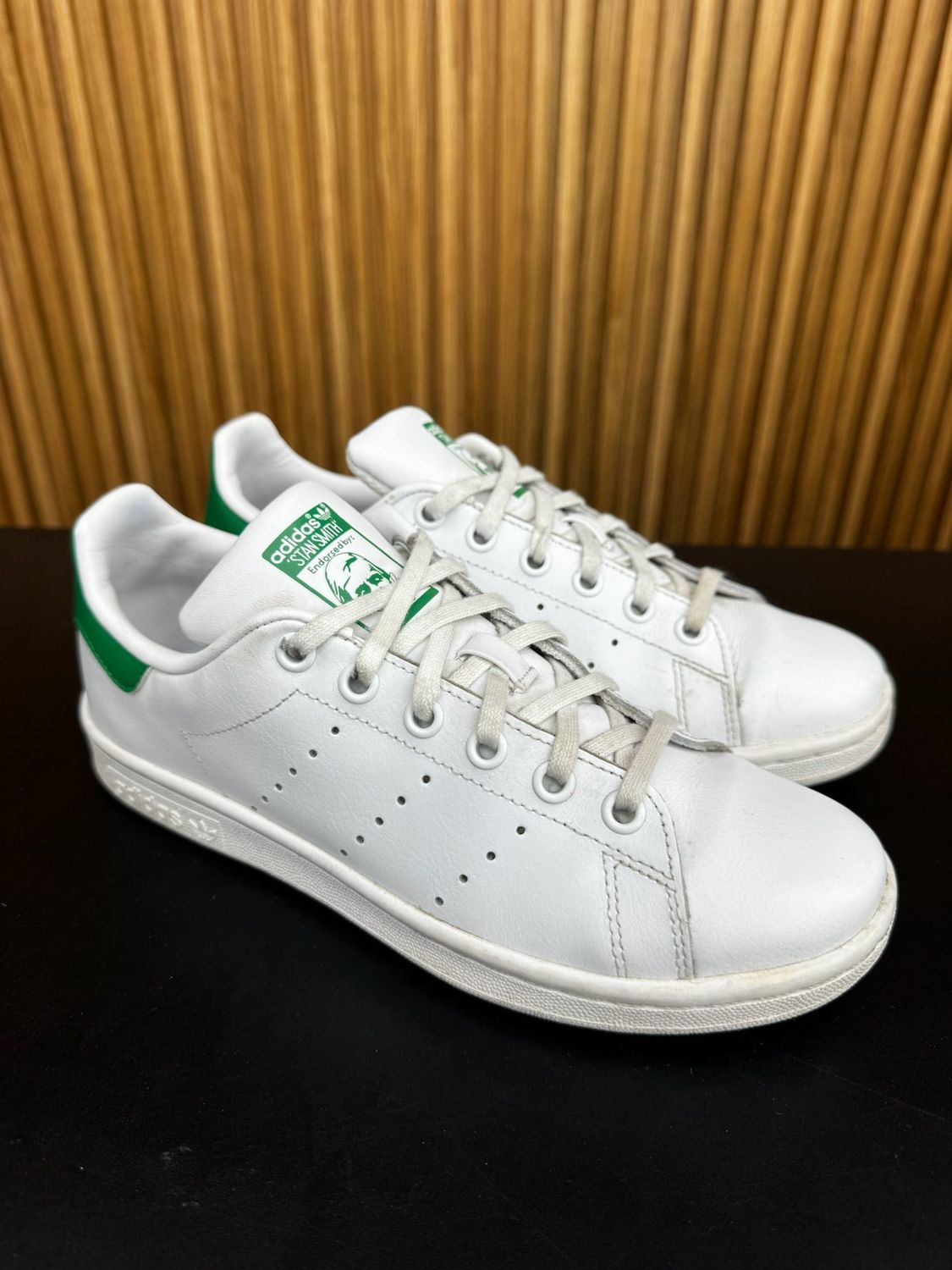 adidas Stan Smith Primegreen Cloud White Green (GS) Size 5, PREOWNED NO BOX