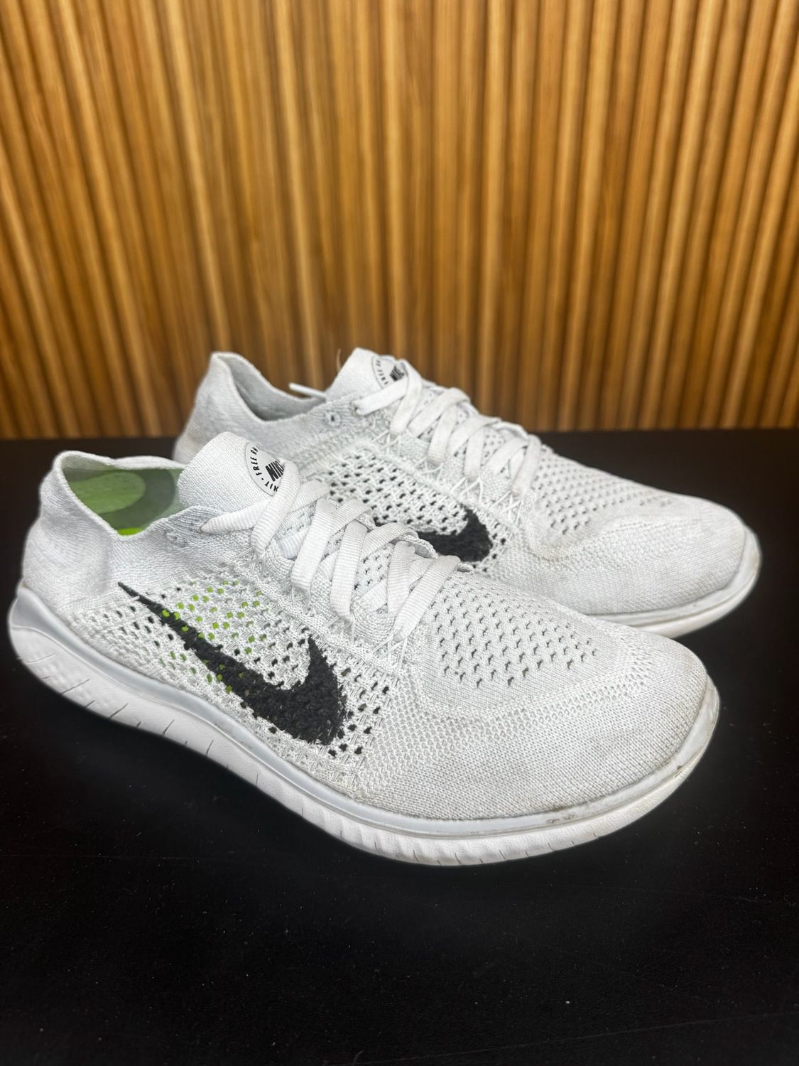 Nike Free RN Flyknit 2018 White Pure Platinum (Women's) Size 7.5W, PREOWNED NO BOX