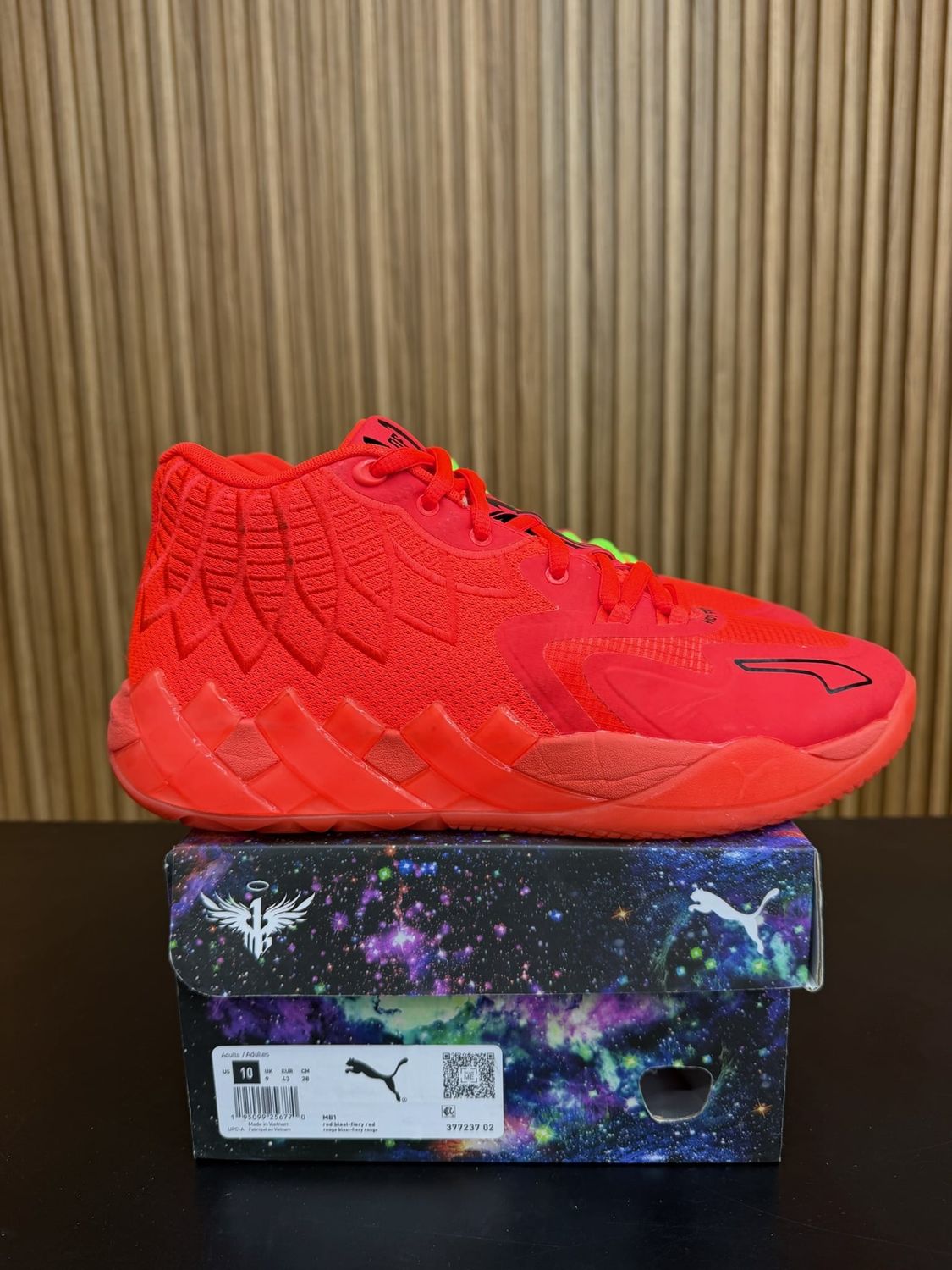 Puma LaMelo ball MB.01 Not From Here Red Blast Size 10, PREOWNED*