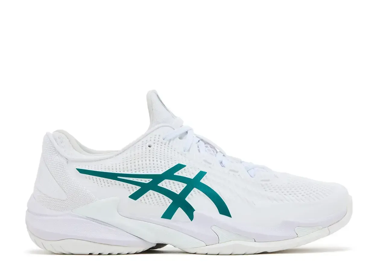 ASICS Court FF 3 Novak White Pitch Green Size 12, DS BRAND NEW DAMGE BOX