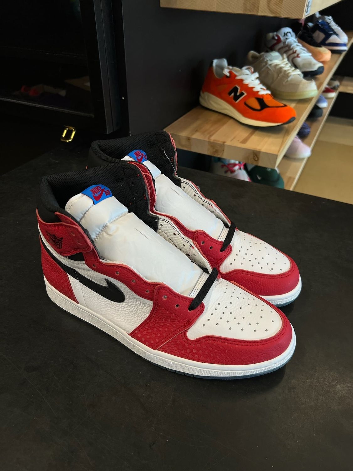 Jordan 1 Retro High Spider-Man Origin Story Size 12, DS BRAND NEW NO BOX*