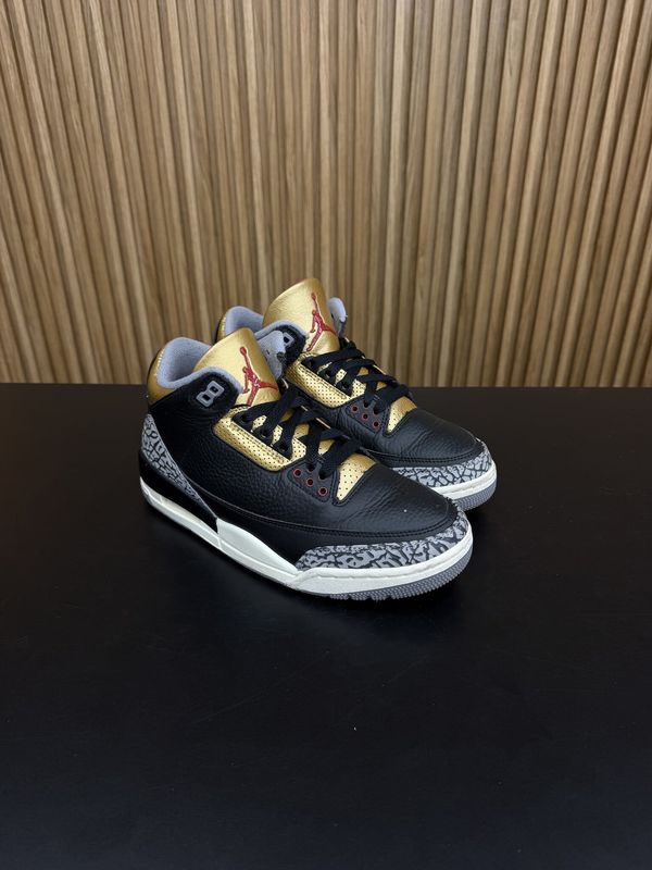Jordan 3 Retro Black Cement Gold (Women's) Size 8.5W, PREOWNED NO BOX*