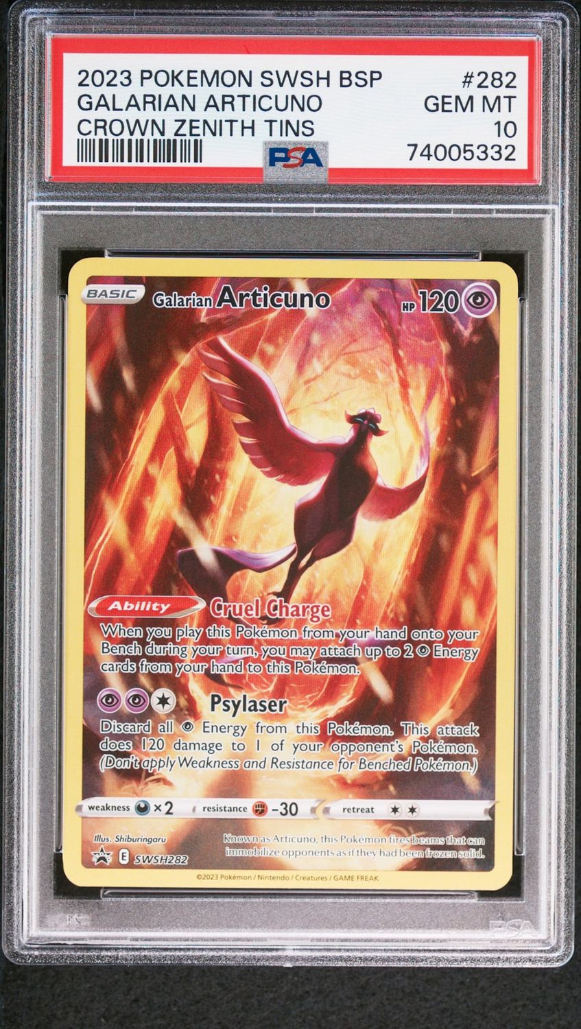 2023 Pokémon SWSH Promo Galarian Articuno Crown Zenith Tin #282 PSA 10