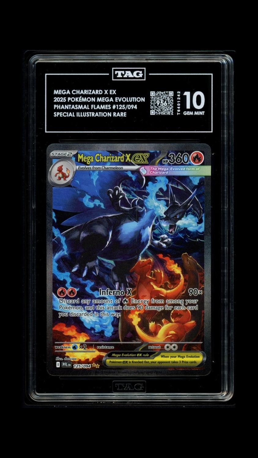 2025 Pokémon Phantasmal Flames Mega Charizard X ex SIR #125/094 TAG 10