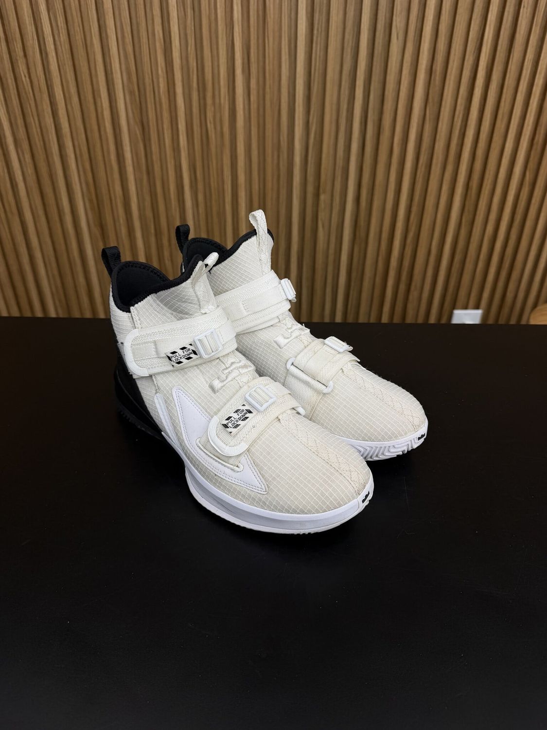Nike LeBron Solder 13 SFG White Black Size 9.5, PREOWNED NO BOX*