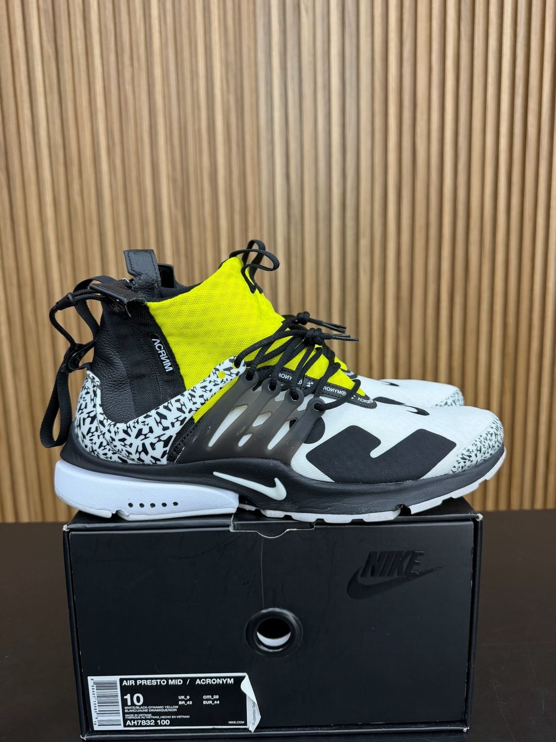 Nike Air Presto Mid Acronym Dynamic Yellow Size 10, PREOWNED*