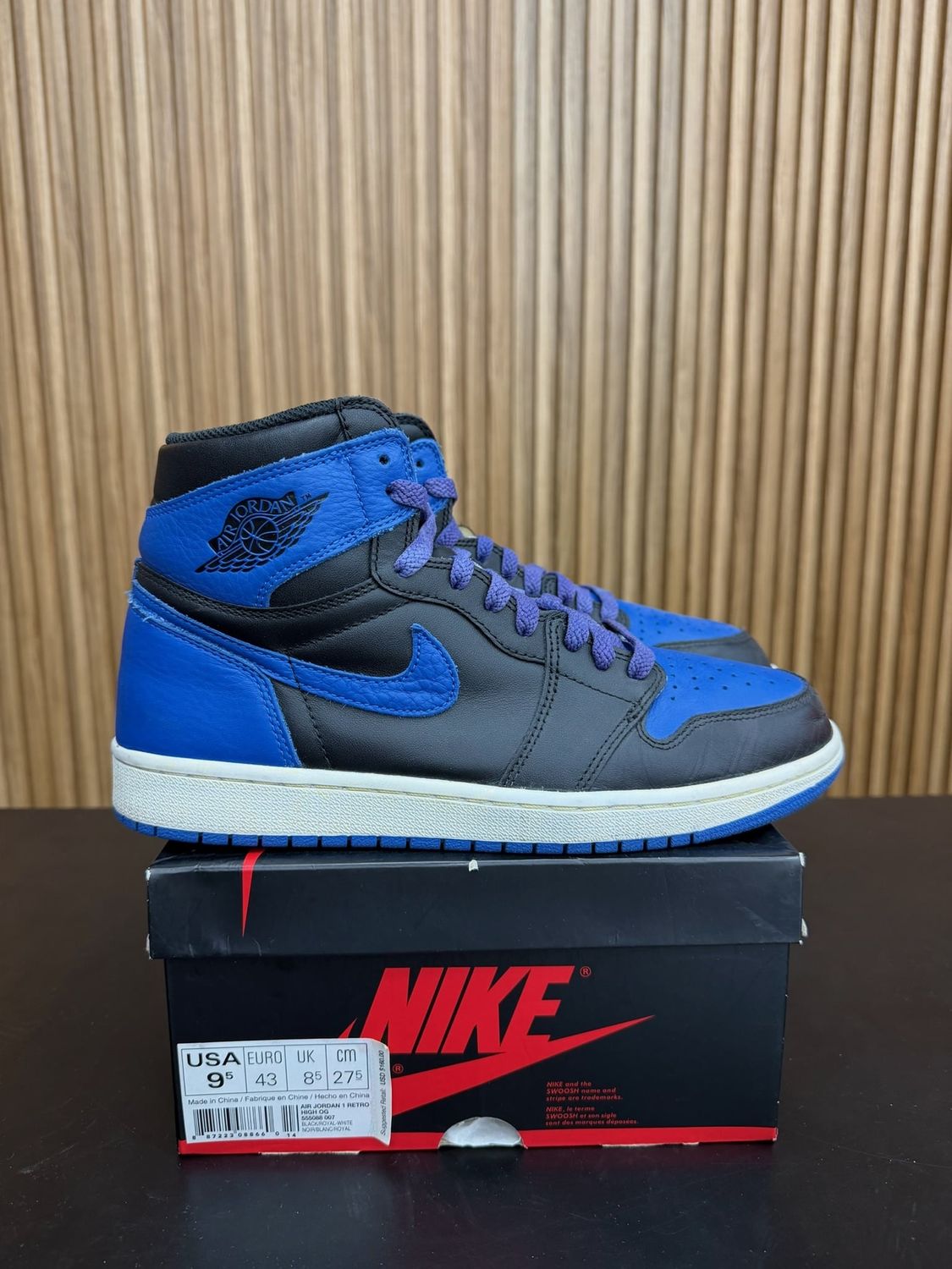 Jordan 1 Retro Royal (2017) Size 9.5, PREOWNED CUSTOM*