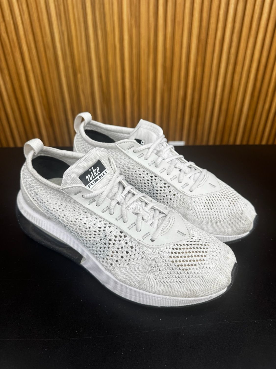 Nike Air Max Flyknit Racer Next Nature White Pure Platinum Size 7W, PREOWNED NO BOX