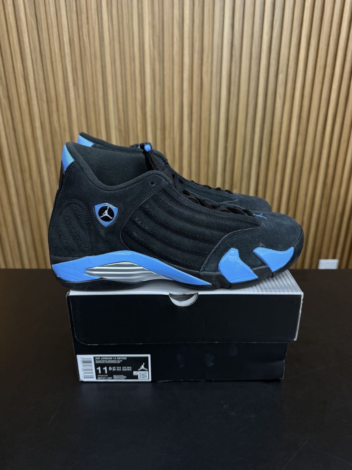 Jordan 14 Retro Black University Blue (2026) Size 11.5, PREOWNED*