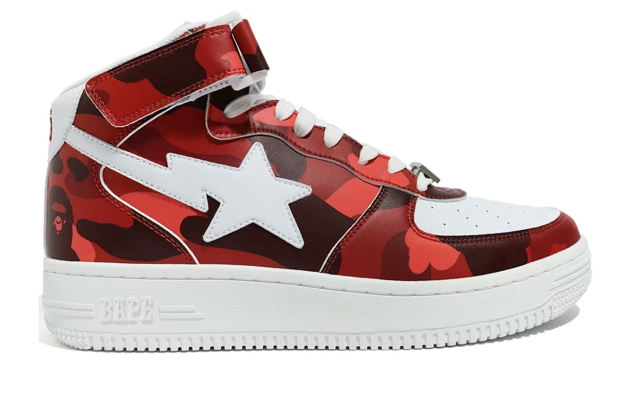 A Bathing Ape Bape Sta Mid Camo Red Size 9, DS BRAND NEW