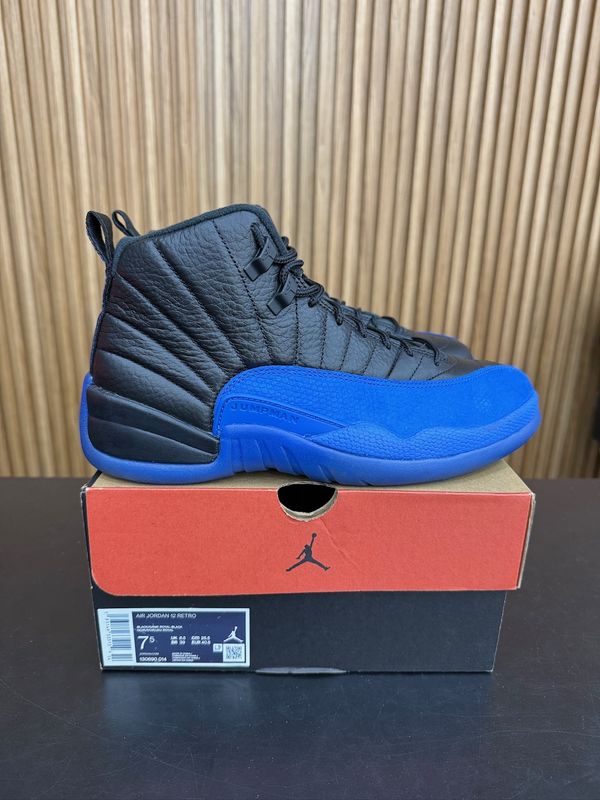 Jordan 12 Retro Black Game Royal Size 7.5, PREOWNED*