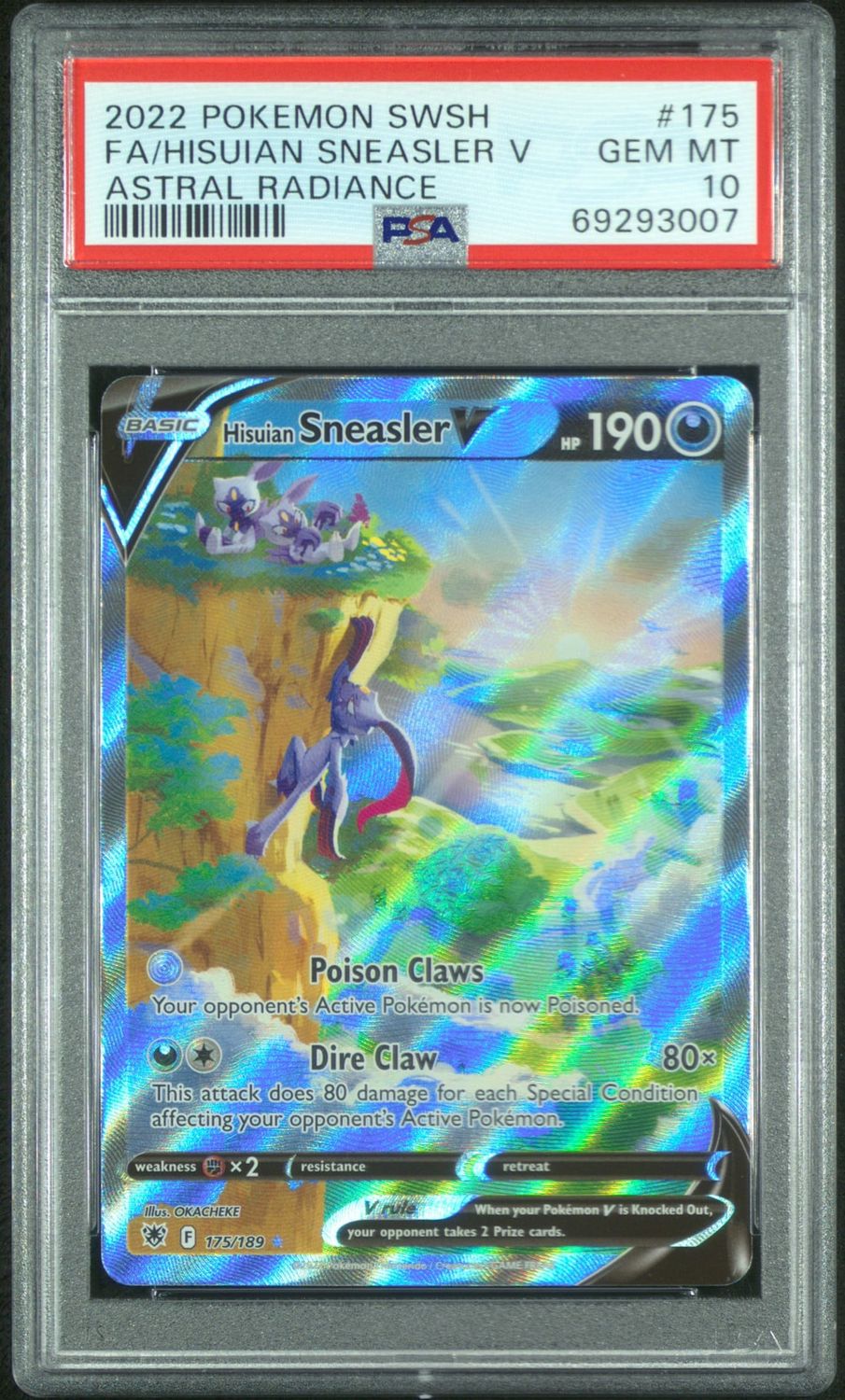 2022 Pokémon Astral Radiance Hisuian Sneasler V Full Art #175 PSA 10