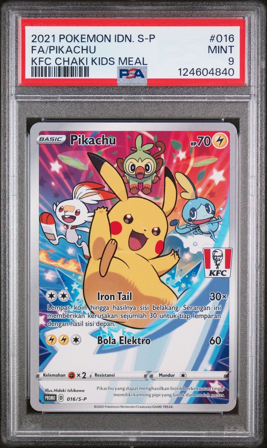 2021 Pokémon Indonesian Promo Pikachu KFC Chaki Kids Meal #016 PSA 9