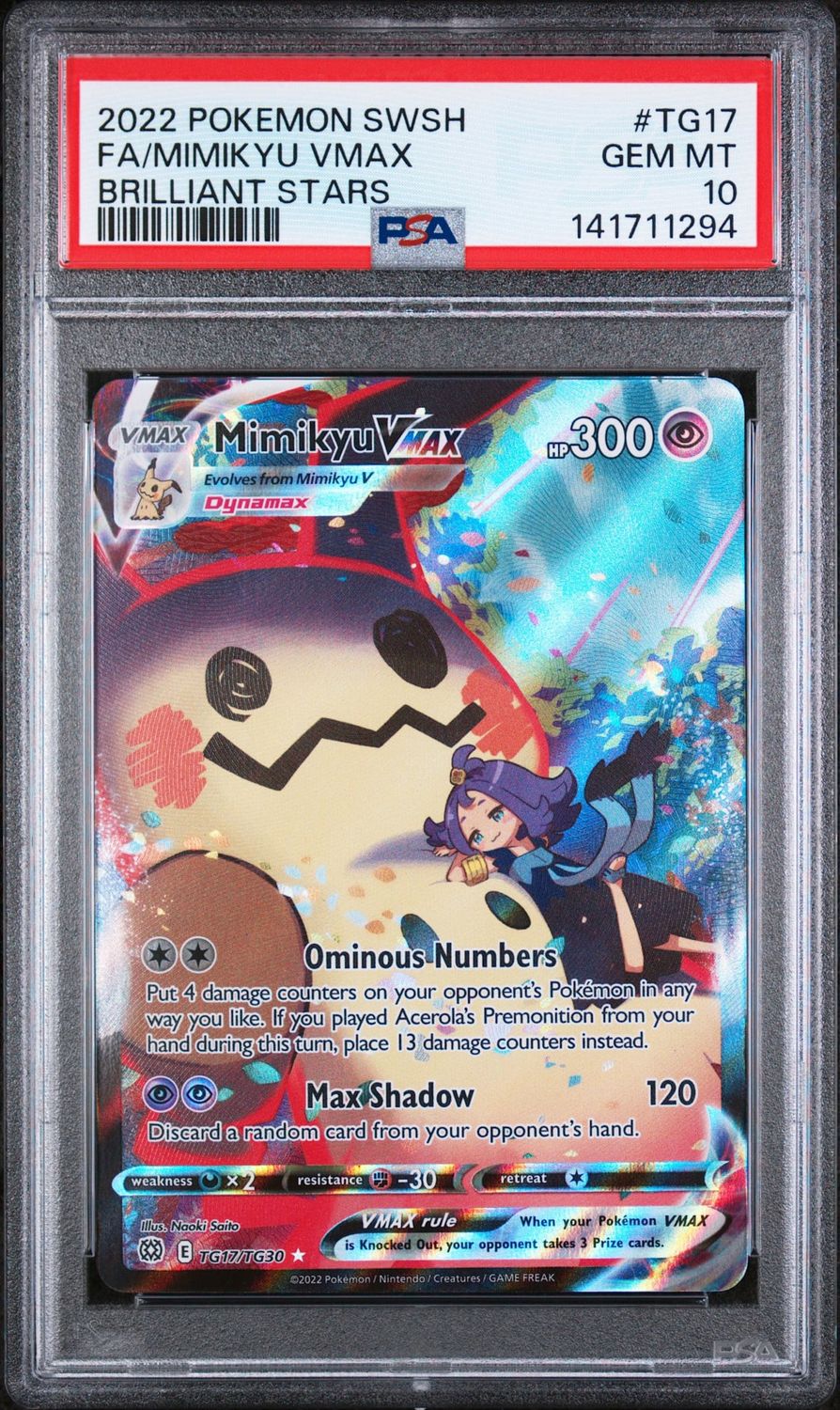 2022 Pokémon Brilliant Stars Mimikyu VMAX Trainer Gallery #TG17 PSA 10