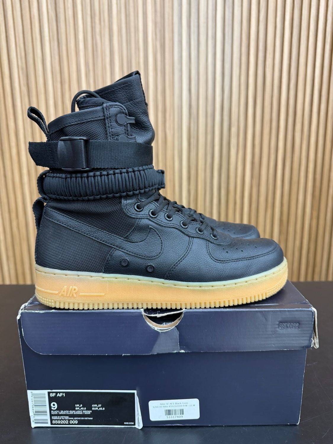 Nike SF Air Force 1 Black Gum Size 9, PREOWNED