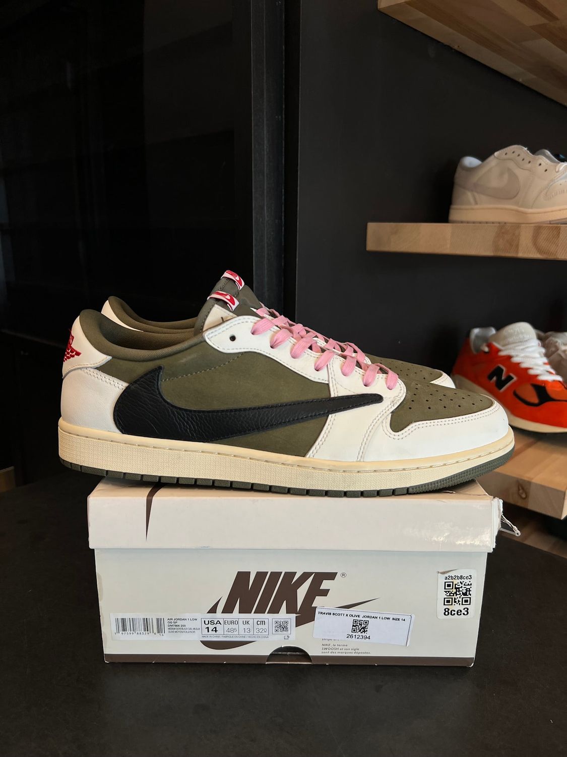 Jordan 1 Retro Low OG SP Travis Scott Medium Olive Size 14, PREOWNED