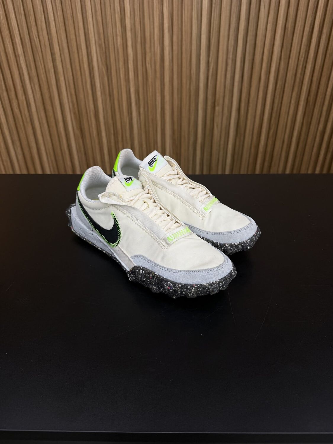 Nike Waffle Racer Crater Pale Ivory Electric Green (Women's) Size 8.5W, PREOWNED NO BOX