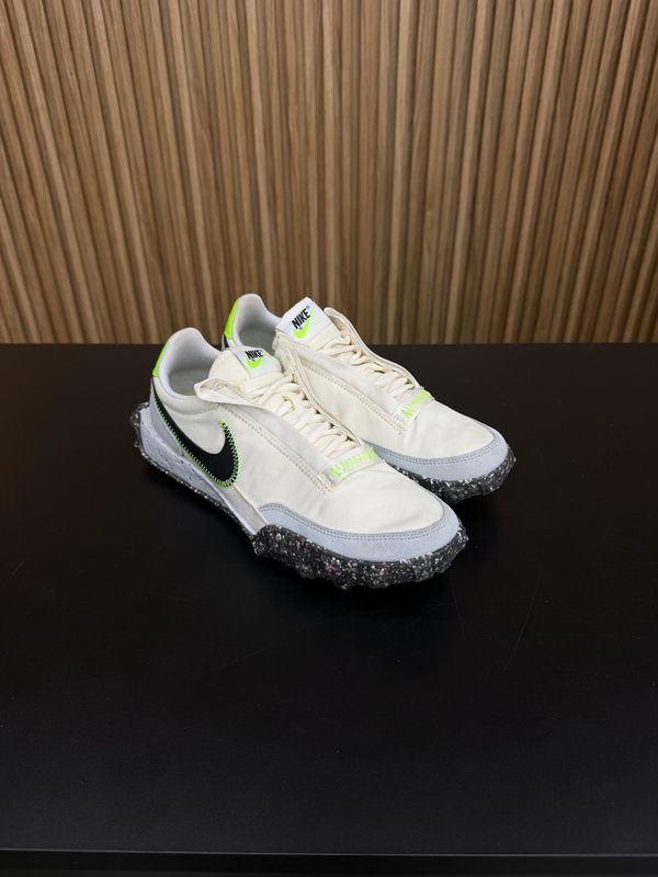 Nike Waffle Racer Crater Pale Ivory Electric Green (Women's) Size 8.5W, PREOWNED NO BOX