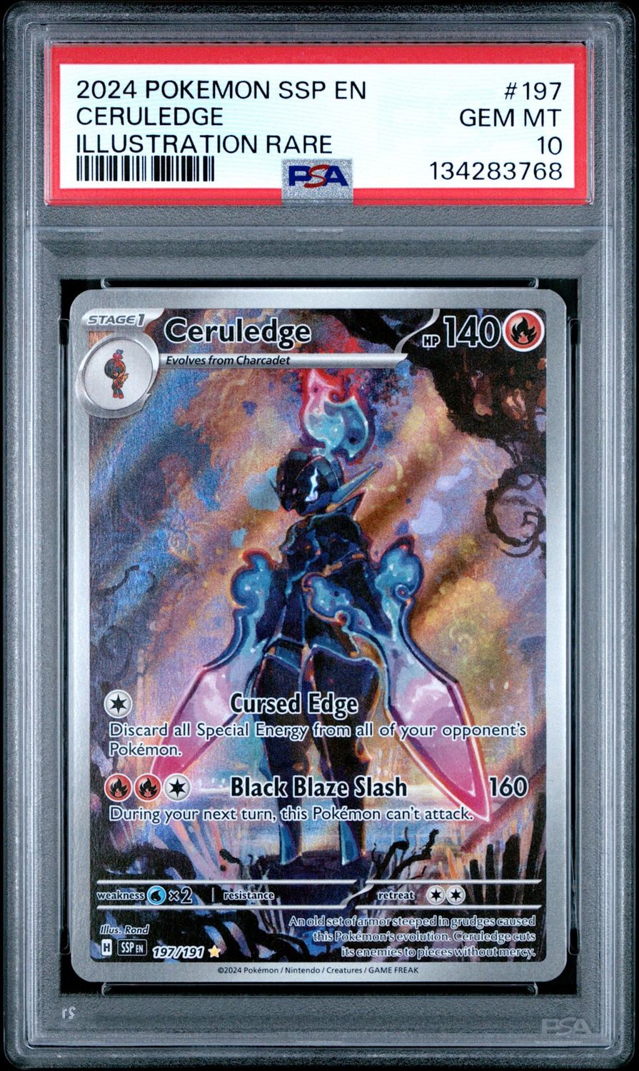 2024 Pokémon Surging Sparks Ceruledge Illustration Rare #197 PSA 10