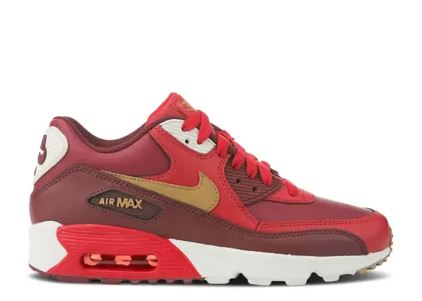 Nike Air Max 90 Leather GS Red Gold Size 6.5, DS BRAND NEW