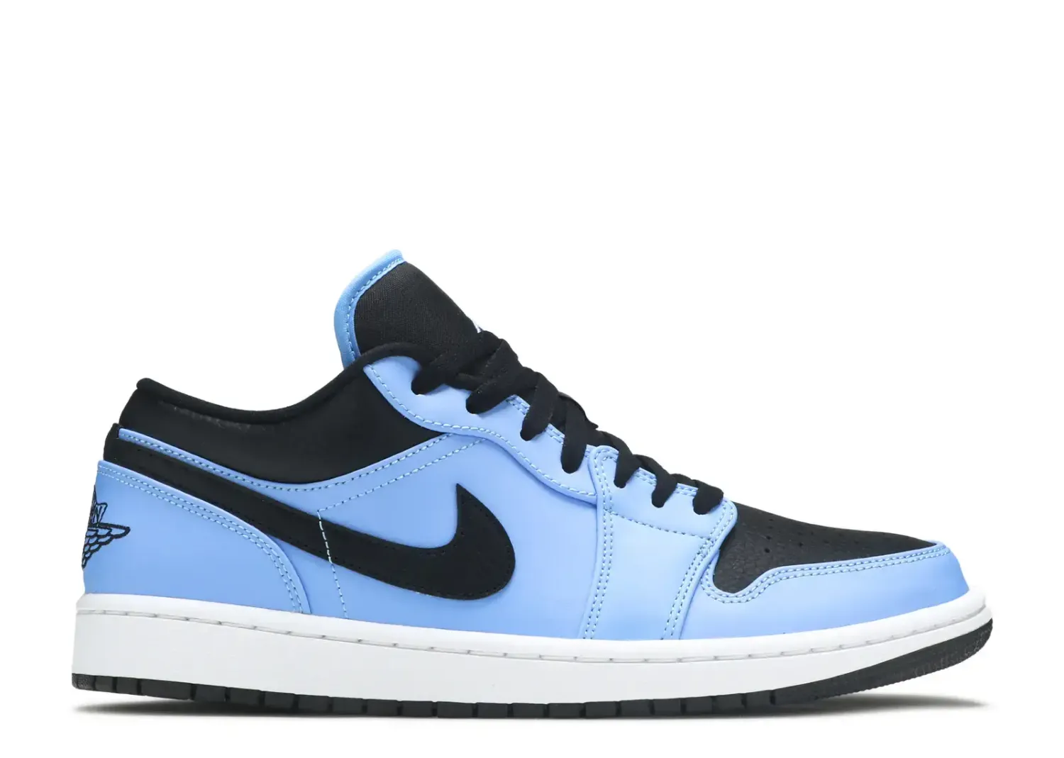 Jordan 1 Low Black University Blue Size 12, DS BRAND NEW DAMAGED LID