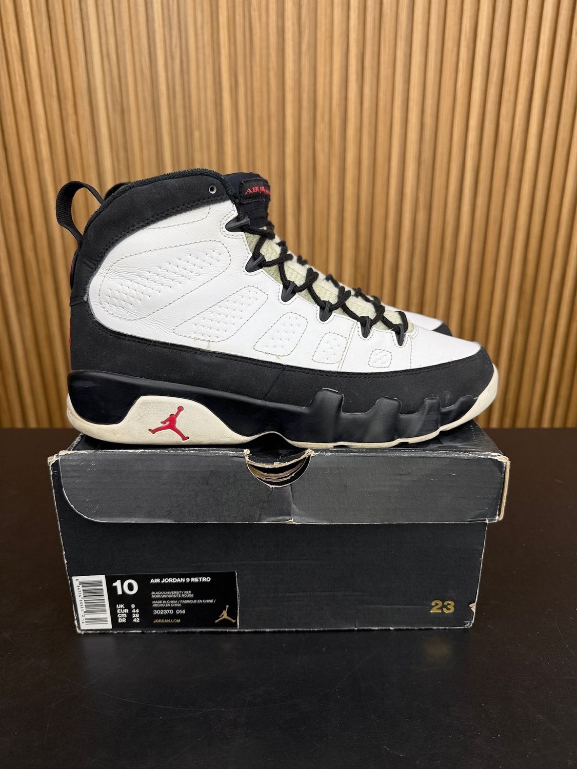 Jordan 9 Retro OG (2016) Size 10, PREOWNED REPLACEMENT BOX