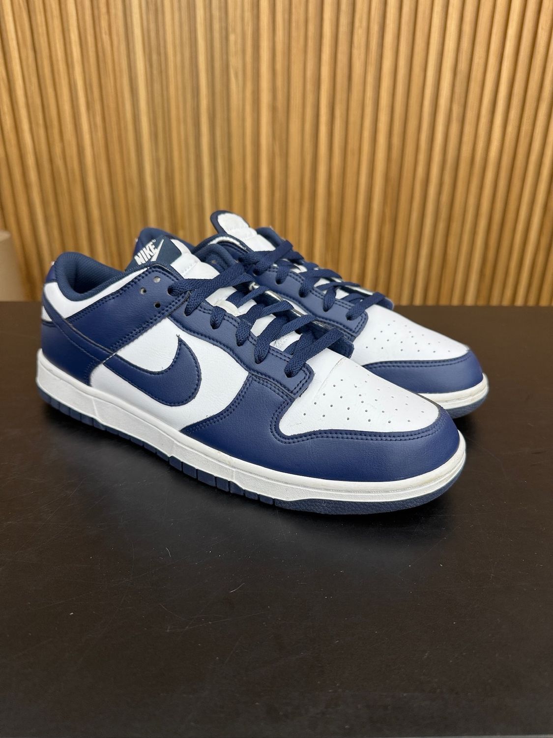 Nike Dunk Low White Midnight Navy Size 13, PREOWNED NO BOX