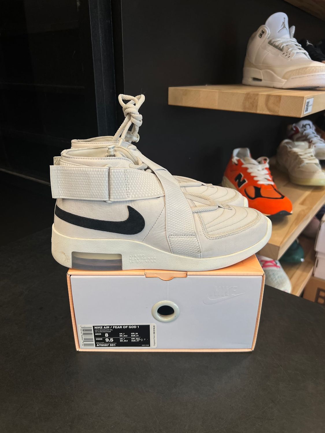 Nike Air Fear Of God 1 SA Light Bone Black Size 10.5, PREOWNED*