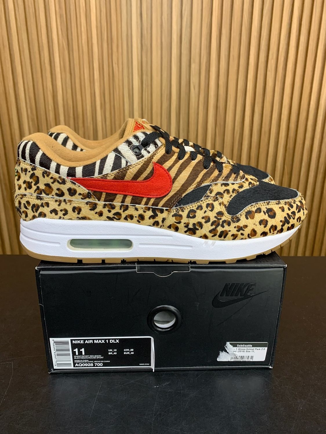 Nike Air Max 1 atmos Animal Pack 2.0 (All Black Box) (2018) Size 11, PREOWNED
