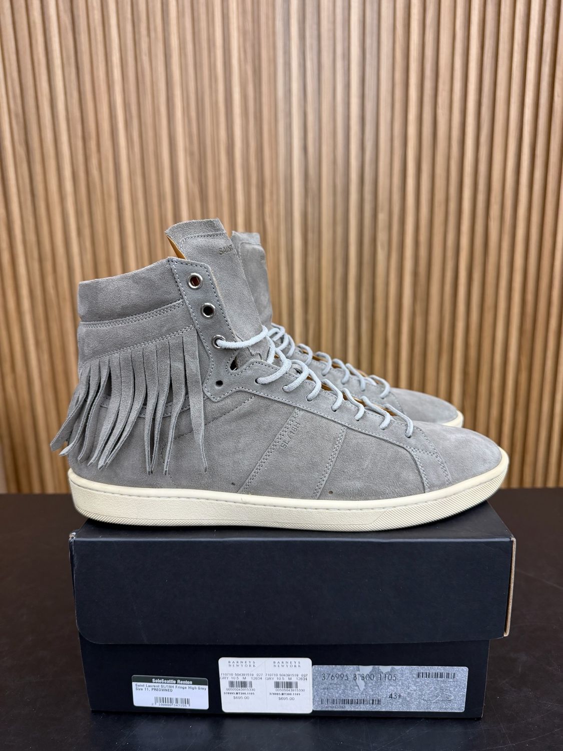 Saint Laurent SL/18H Fringe High Grey Size 10.5, PREOWNED
