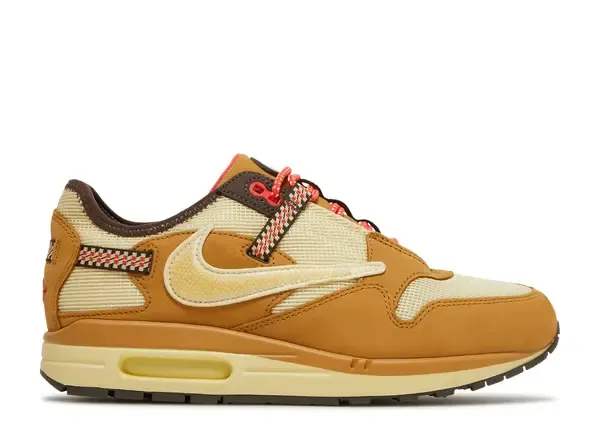 Nike Air Max 1 Travis Scott Cactus Jack Wheat Lemon Drop Size 11, DS BRAND NEW DAMAGED BOX