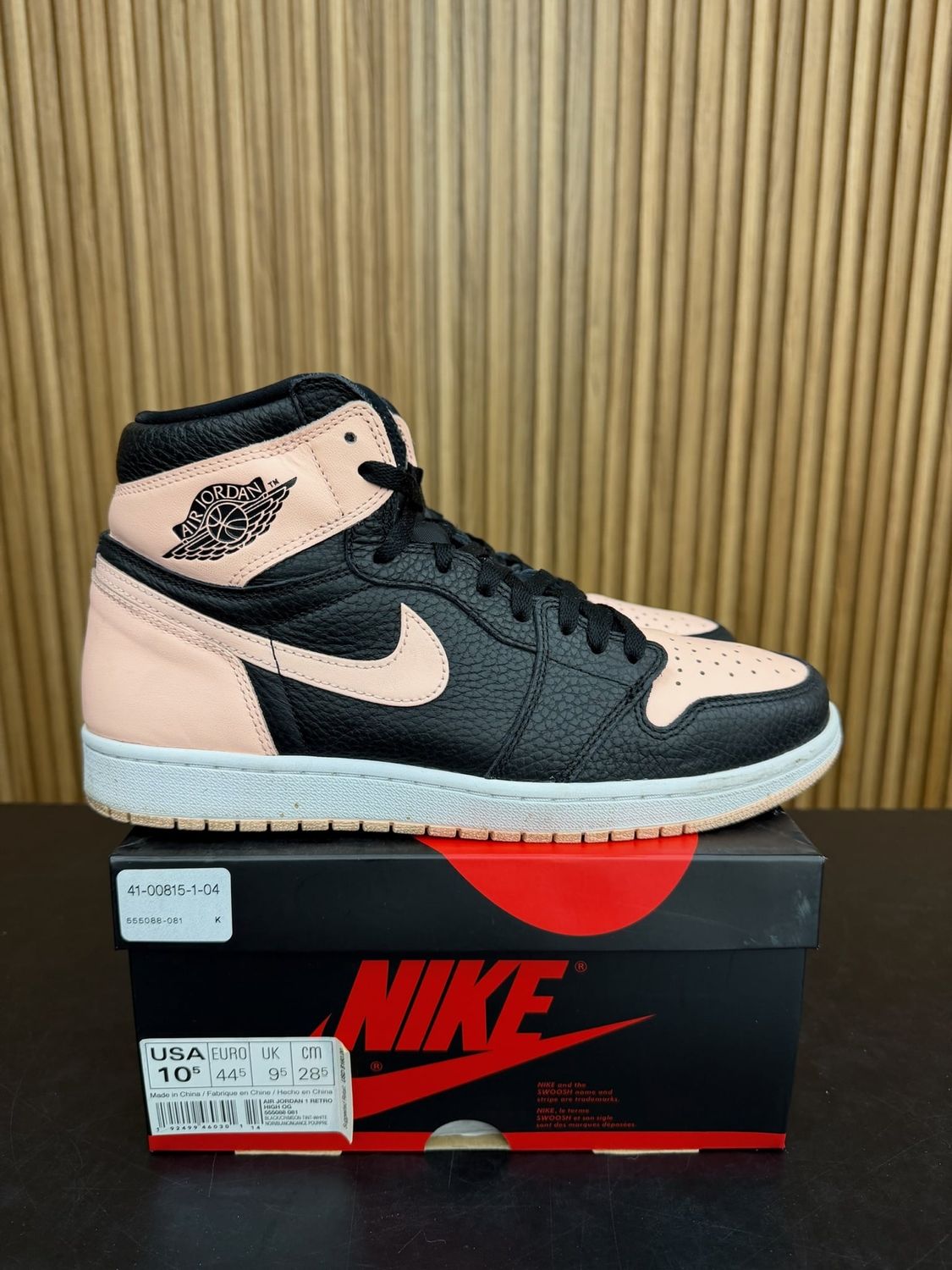 Jordan 1 Retro High Black Crimson Tint Size 10.5, PREOWNED