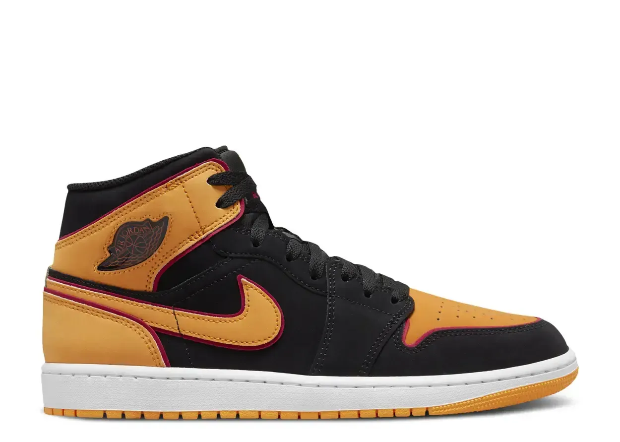 Jordan 1 Mid Fat Tongue Black Orange Size 11, DS BRAND NEW*