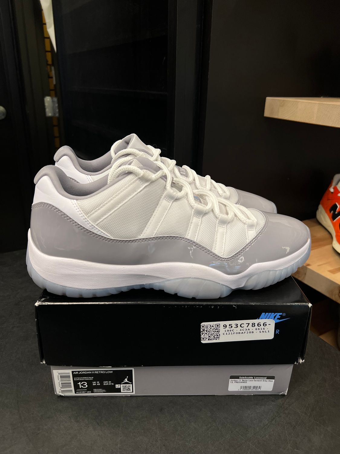 Jordan 11 Retro Low Cement Grey Size 13, PREOWNED