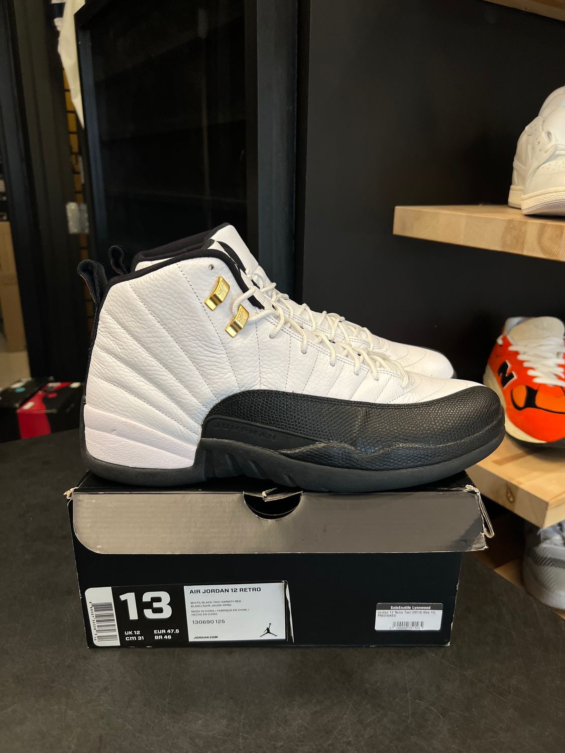 Jordan 12 Retro Taxi (2013) Size 13, PREOWNED
