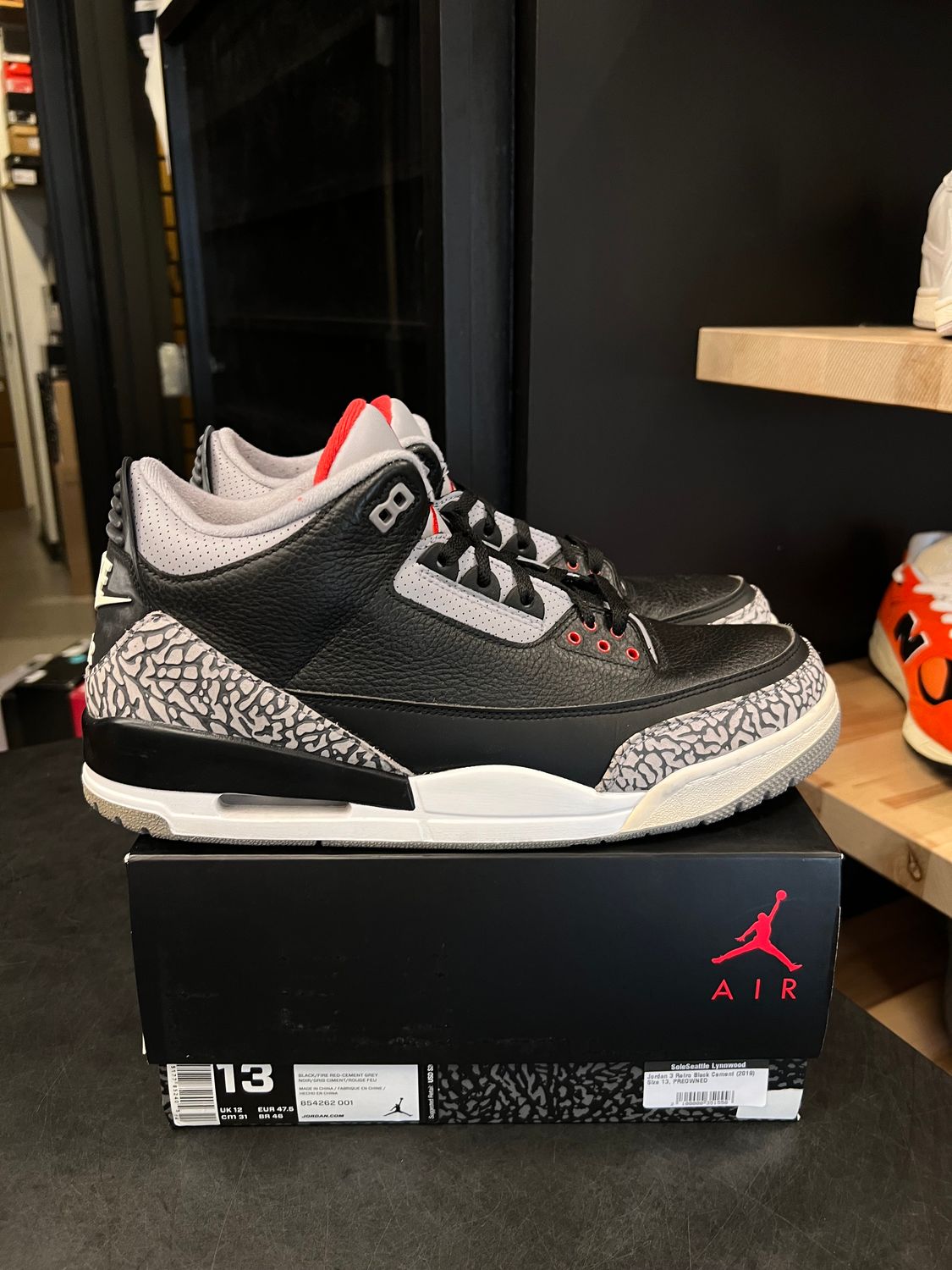 Jordan 3 Retro Black Cement (2018) Size 13, PREOWNED
