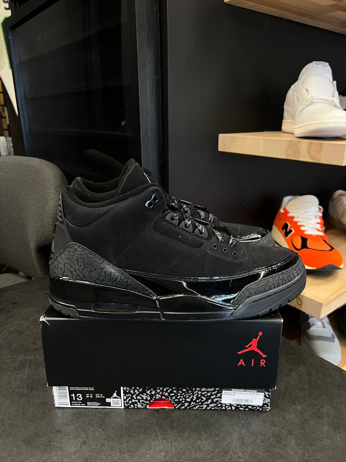 Jordan 3 Retro Black Cat (2025) Size 13, PREOWNED